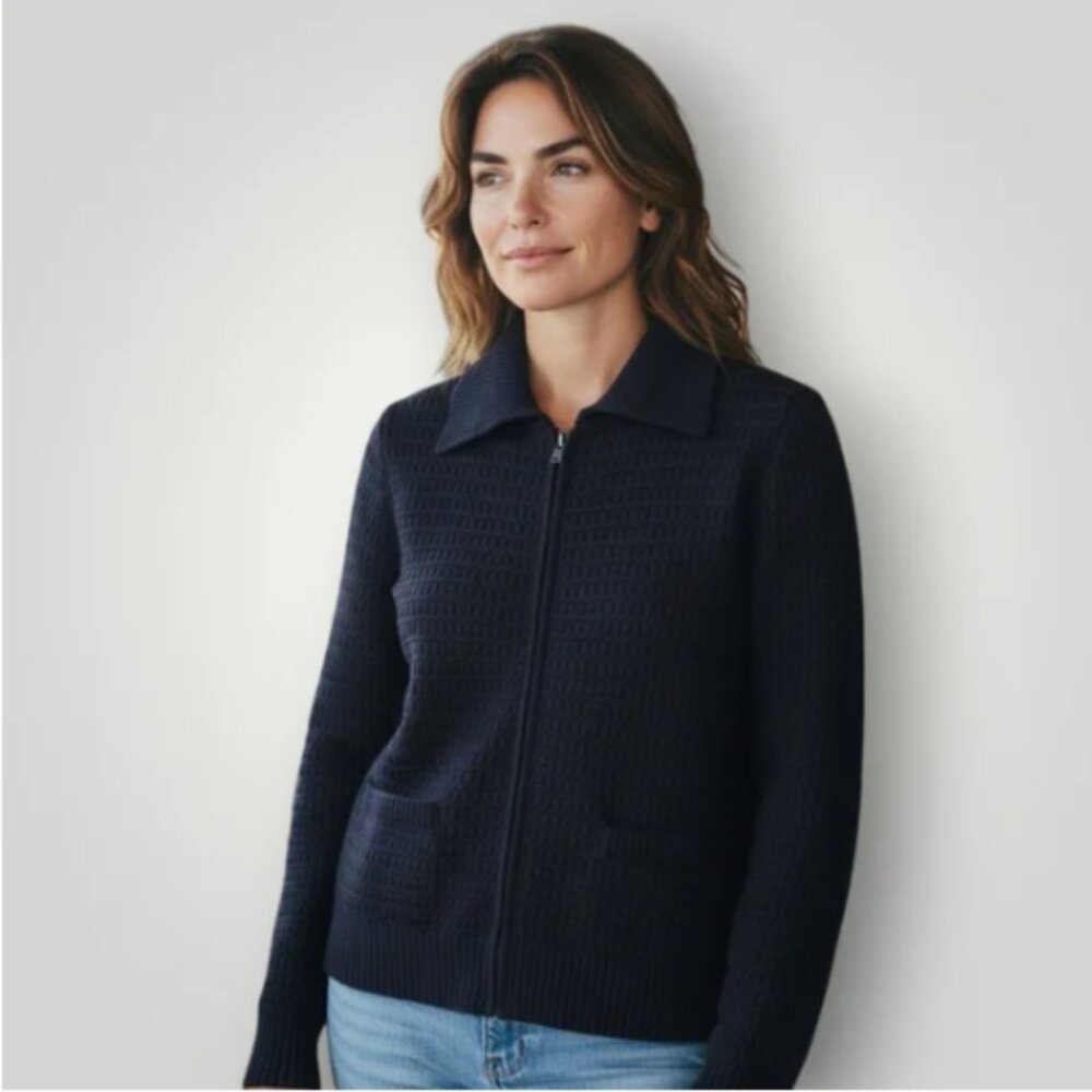 Like New - Talbots Plus Size Naby Blue Textrued Cardigan 2x